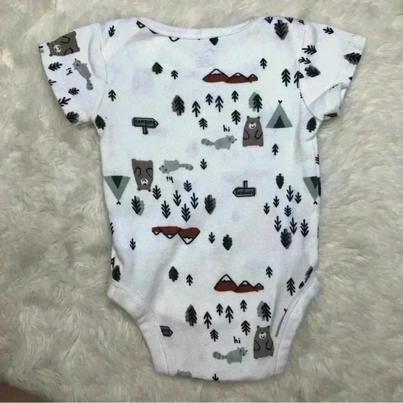 Gerber Onesie Diaper Shirt White Woodland Creatures  Size Neworn - Picture 12 of 16